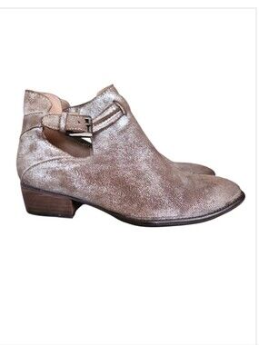 Seychelles Tourmaline Anthropologie Sz 8 Leather Ankle Booties Metallic Buckle